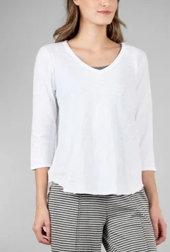 Discount Evie Lou Curved Hem Vee Tee, White