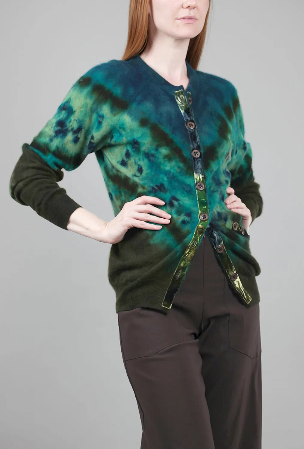 Discount Evie Lou Decon Vanishing Point Sweater, Green/Indigo