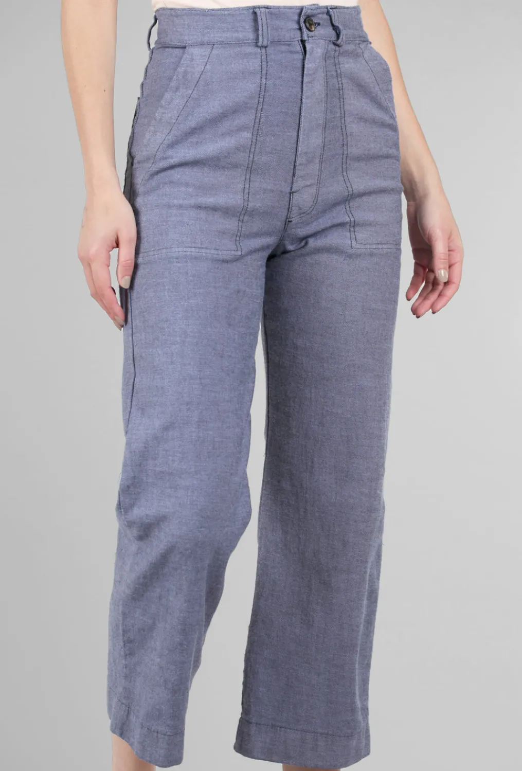 Sale Evie Lou Denim Boiler Pant, Purple Frost