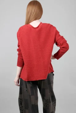 Outlet Evie Lou Dimensional Rib Boxy Top, Spice