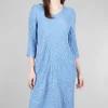 Flash Sale Evie Lou Directional Silk-Linen Dress, Periwinkle