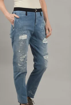 Store Evie Lou Distressed Slouch Jeans, Blue