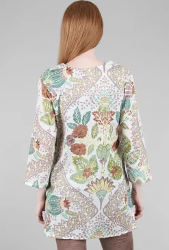 Best Sale Evie Lou Divya Botanic Print Tunic, Brown Multi