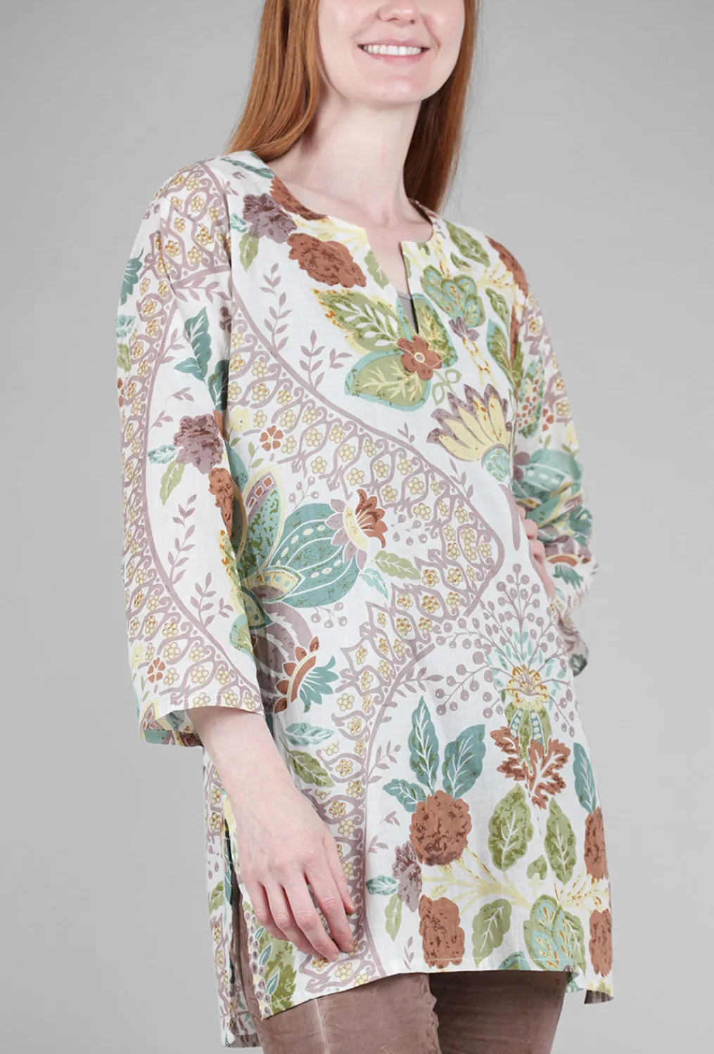 Best Sale Evie Lou Divya Botanic Print Tunic, Brown Multi