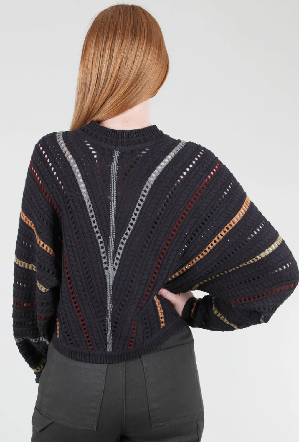 Cheap Evie Lou Dolman Multi-Stripe Sweater, Midnight