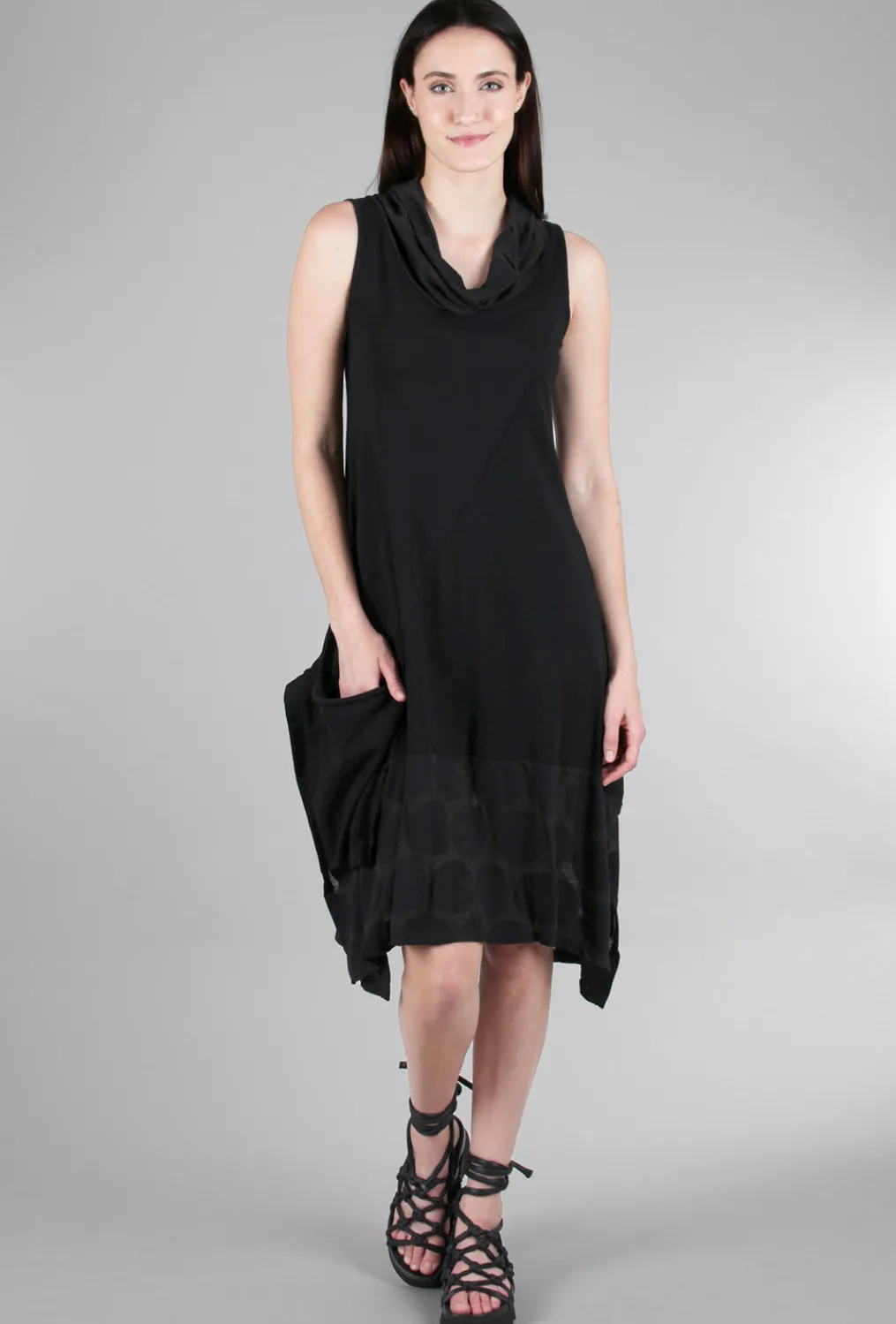Cheap Evie Lou Dot Cowl Asym Dress, Black