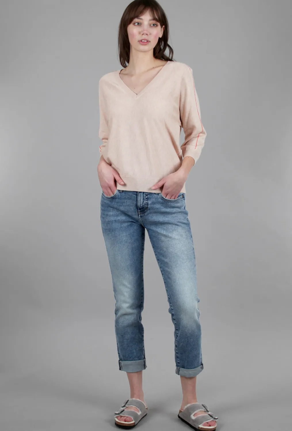 Flash Sale Evie Lou Double V Dolman Sweater, Wheat