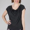 Outlet Evie Lou Drape Cowl Modal Top, Black