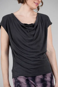 Outlet Evie Lou Drape Cowl Modal Top, Black