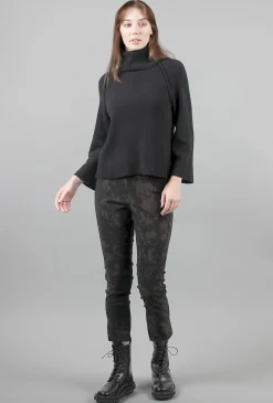 Best Evie Lou Easy Cropped Tneck Sweater, Black