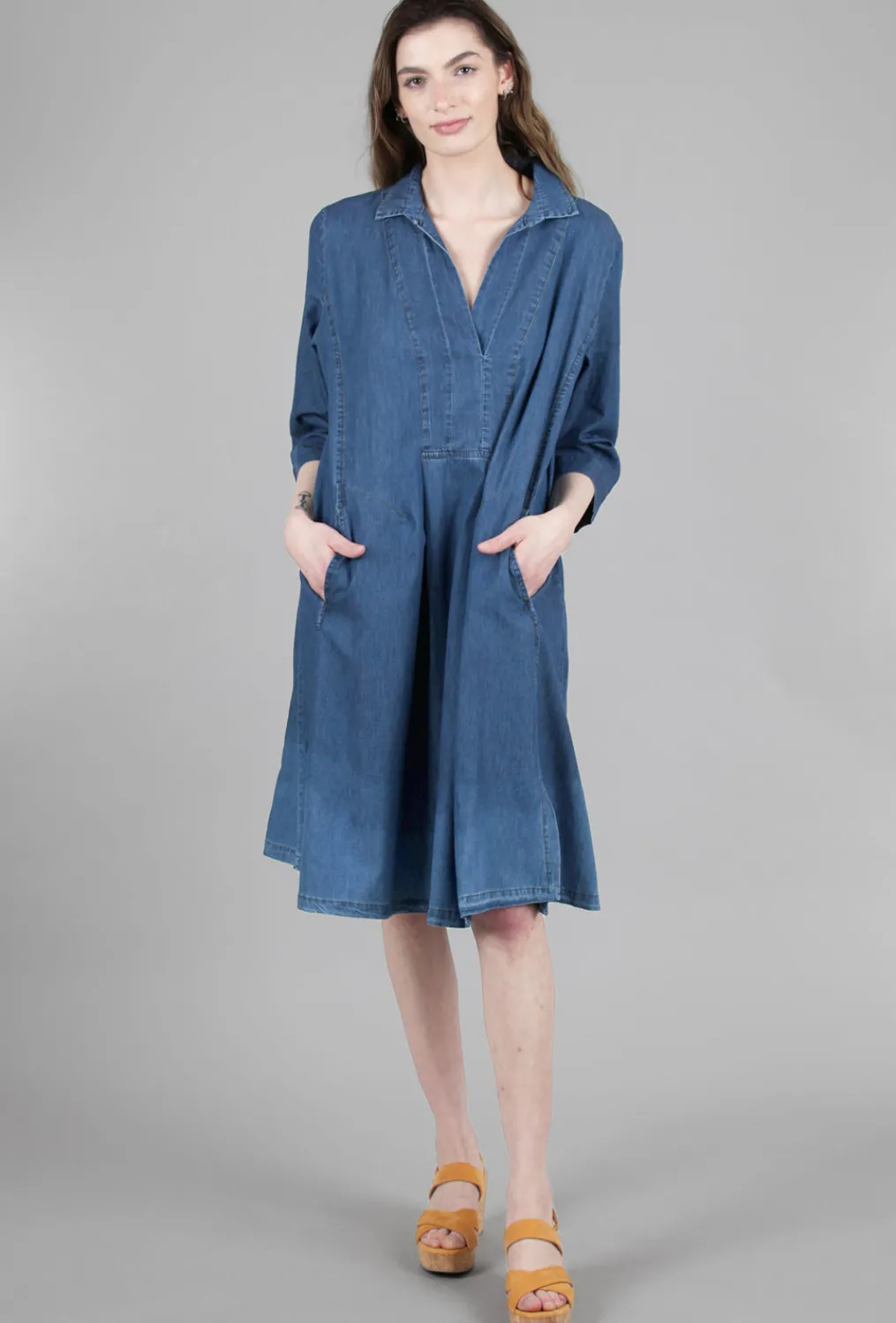Hot Evie Lou Easy Denim Shirtdress, Blue