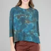 New Evie Lou Elbow Softy Smoosh Dye Pullover, Turq/Khaki