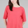 Clearance Evie Lou Elbow-Sleeve Tee, Harbor Red