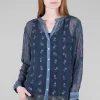Outlet Evie Lou Embroidery Detail Blouse, Teal Indigo