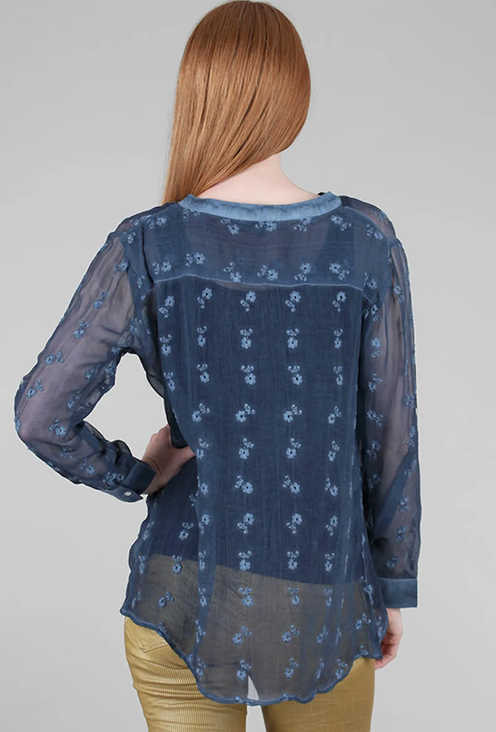 Outlet Evie Lou Embroidery Detail Blouse, Teal Indigo