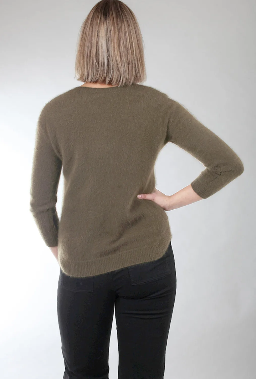 Sale Evie Lou Essential Raccoon Crew Sweater, Sage