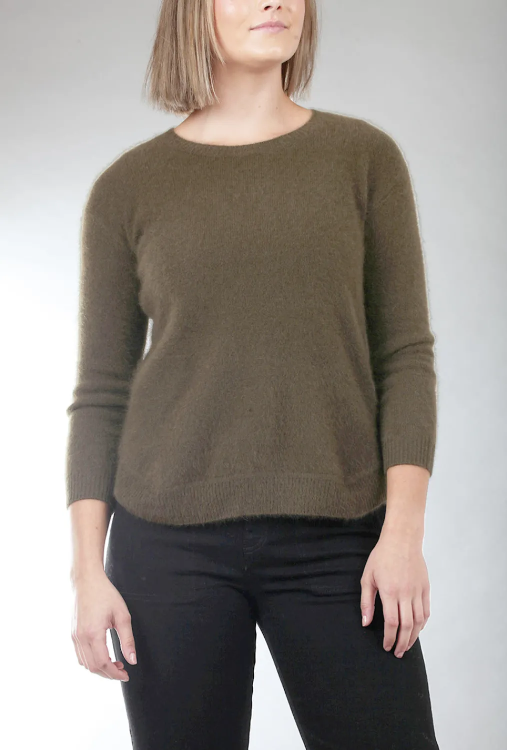Sale Evie Lou Essential Raccoon Crew Sweater, Sage