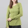 Clearance Evie Lou Essential Ruched Tee, Moss