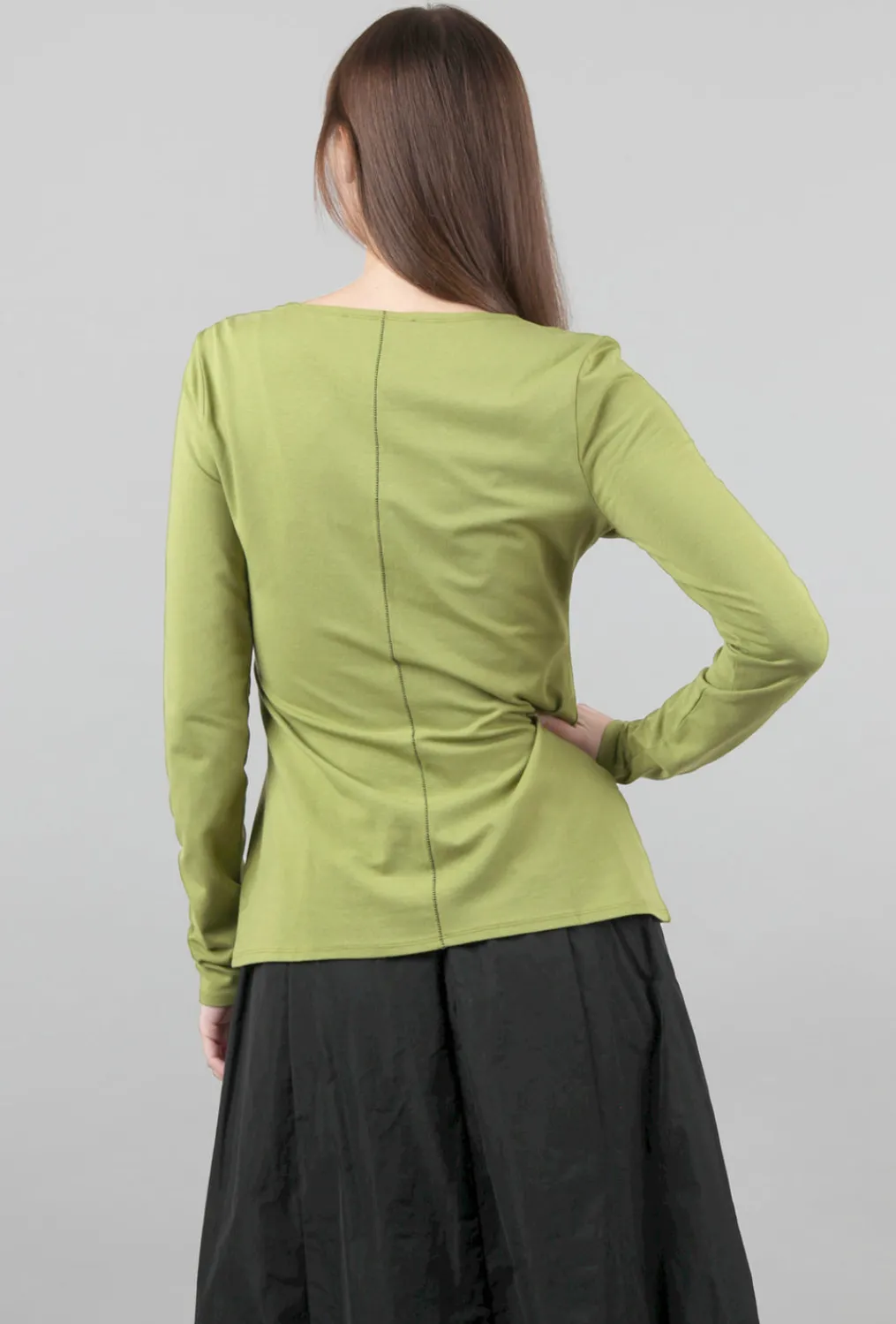 Clearance Evie Lou Essential Ruched Tee, Moss