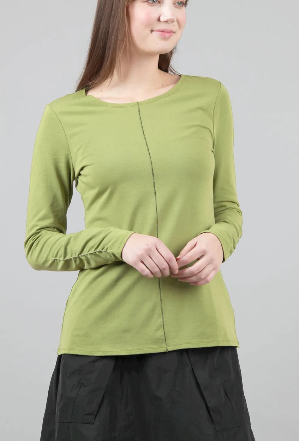 Clearance Evie Lou Essential Ruched Tee, Moss
