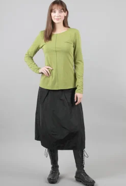 Clearance Evie Lou Essential Ruched Tee, Moss