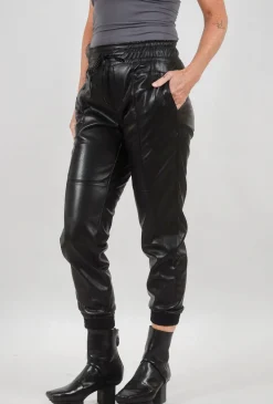 Clearance Evie Lou Faux Leather Bavali Jogger, Black