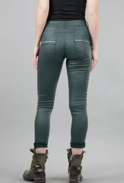 Fashion Evie Lou Faux-Leather Star Pants, Deep Green