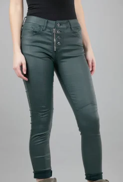 Fashion Evie Lou Faux-Leather Star Pants, Deep Green
