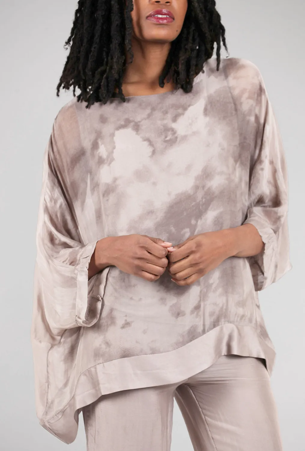 Clearance Evie Lou Floaty Sepia Top, Taupe Combo