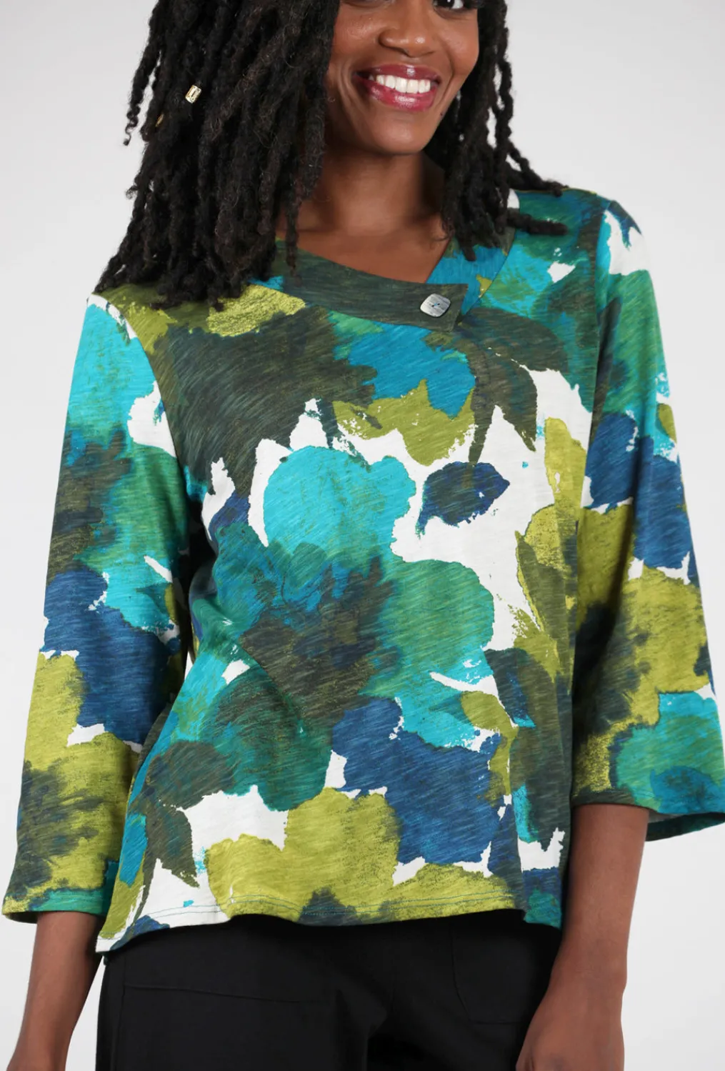 Best Sale Evie Lou Floral Crossover Neck Top, Teal