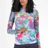 Best Evie Lou Florence Double Sheer Top, Aqua Frenzy