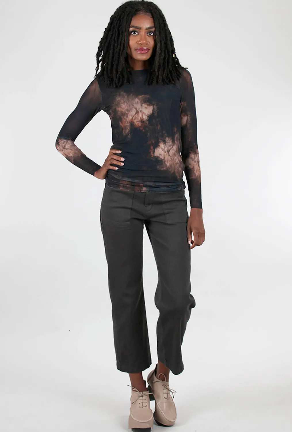 Online Evie Lou Florence Double Sheer Top, Velvet/Earth