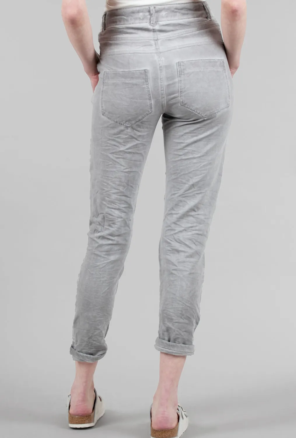 Outlet Evie Lou Four-Button Spring/Summer Signature Pant, Gray Wash