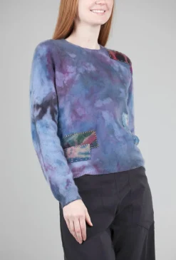 Cheap Evie Lou Fractured Thread Patch Sweater, Blues