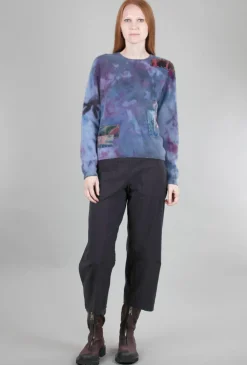 Cheap Evie Lou Fractured Thread Patch Sweater, Blues