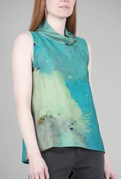 Best Sale Evie Lou Funnel Print Tank, Aqua