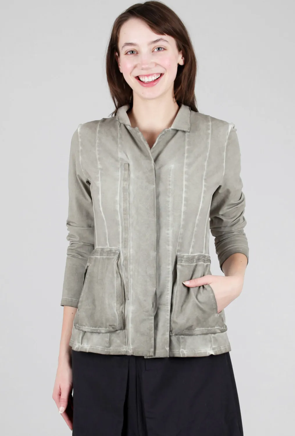 Fashion Evie Lou Garment-Dye Knit Jacket, Taupe