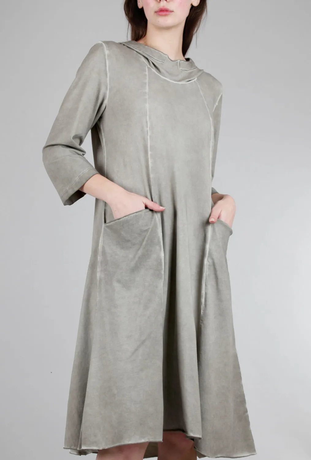 New Evie Lou Garment-Dyed Hoodie Dress, Taupe