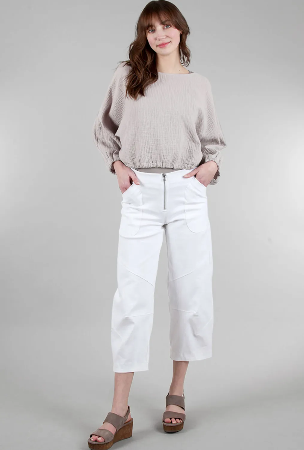 Hot Evie Lou Gianna Gauze Shirt, Heron Gray