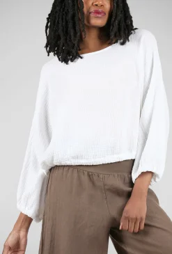 Shop Evie Lou Gianna Gauze Shirt, White