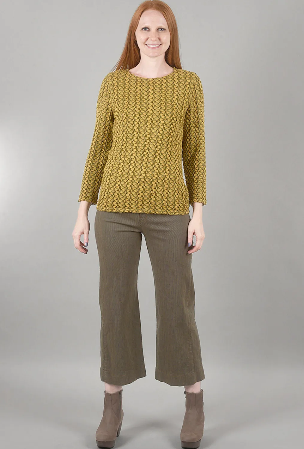 Outlet Evie Lou Gray Pucker Boatneck Top, Urchin