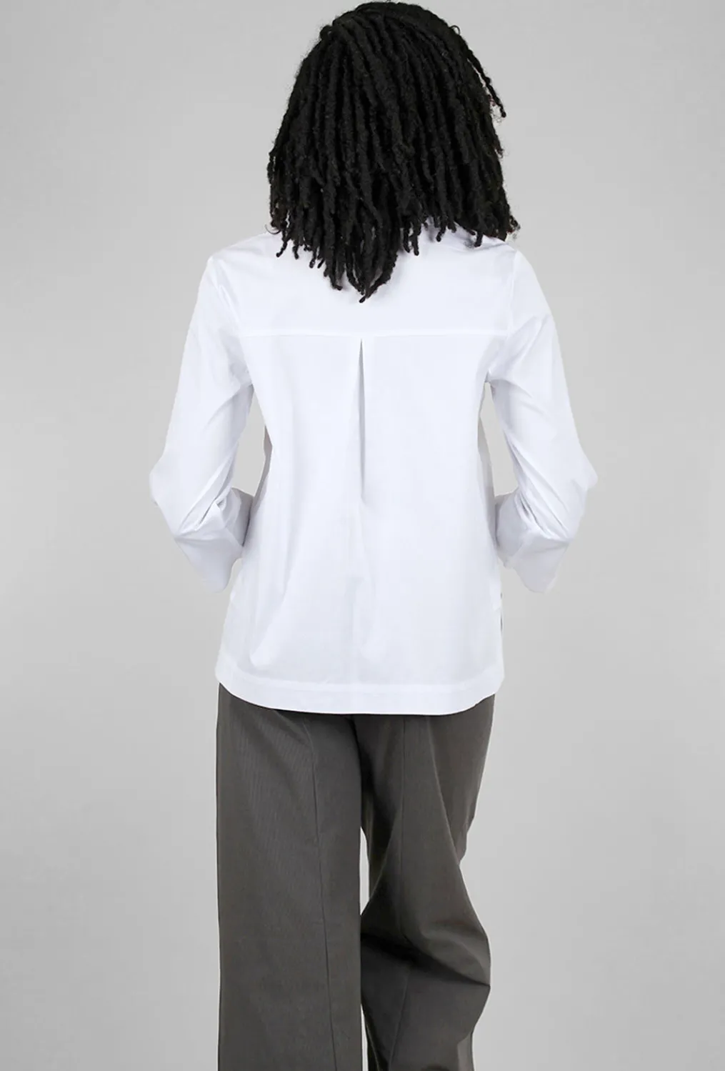 Sale Evie Lou High-Low Swing Shirt, White