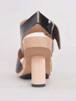 Cheap Evie Lou Hoppla Wood Sandal, Black Patent