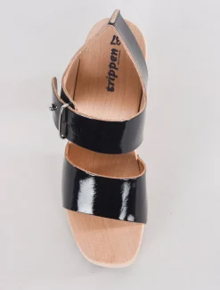 Cheap Evie Lou Hoppla Wood Sandal, Black Patent