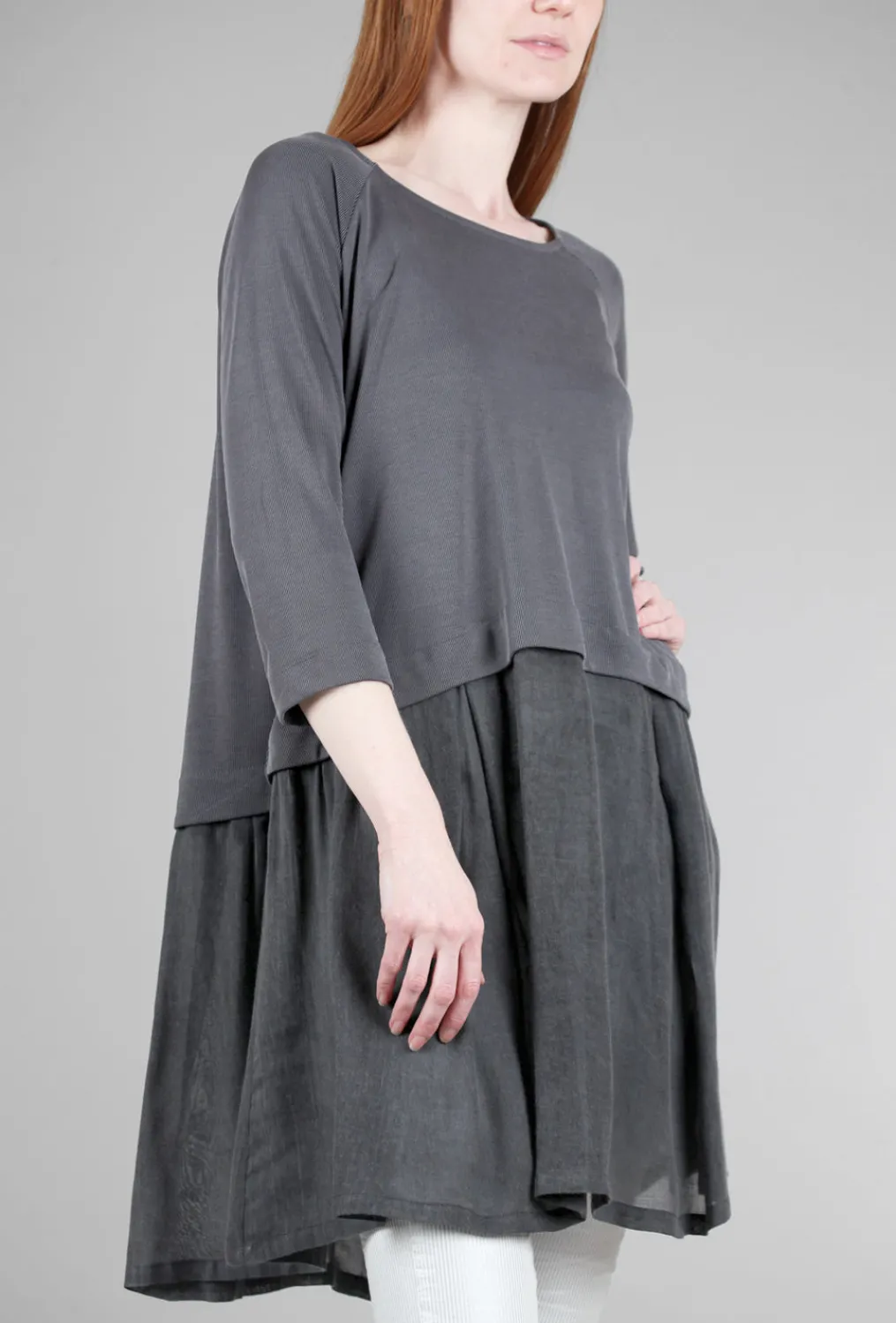 Shop Evie Lou Inset Drape Tunic, Dove Gray