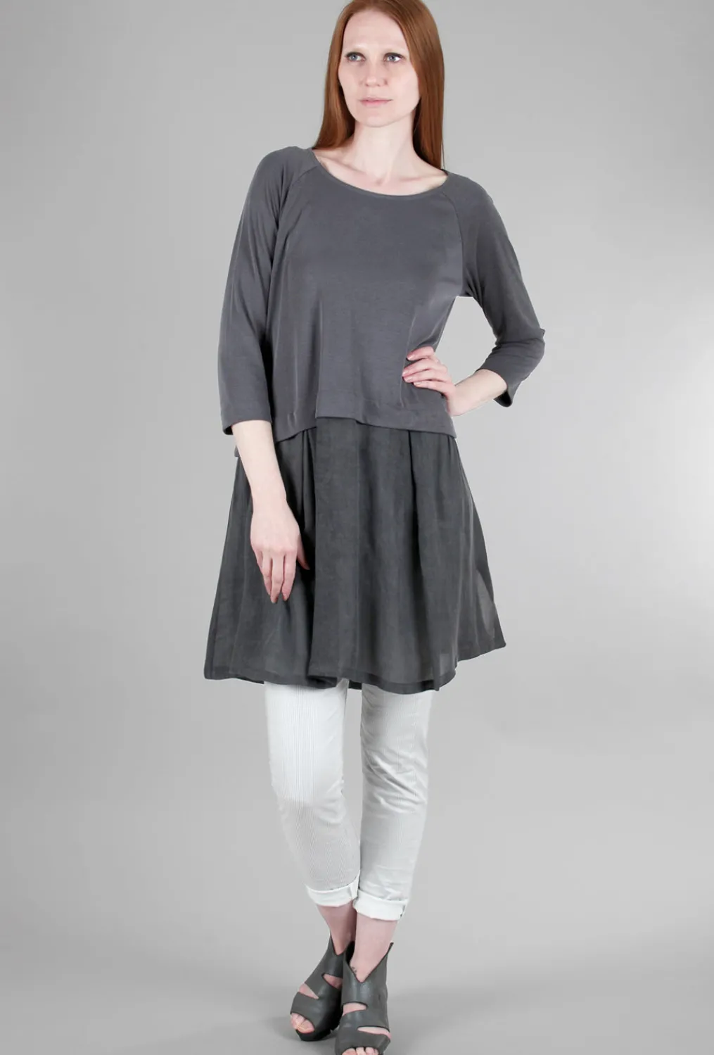 Shop Evie Lou Inset Drape Tunic, Dove Gray
