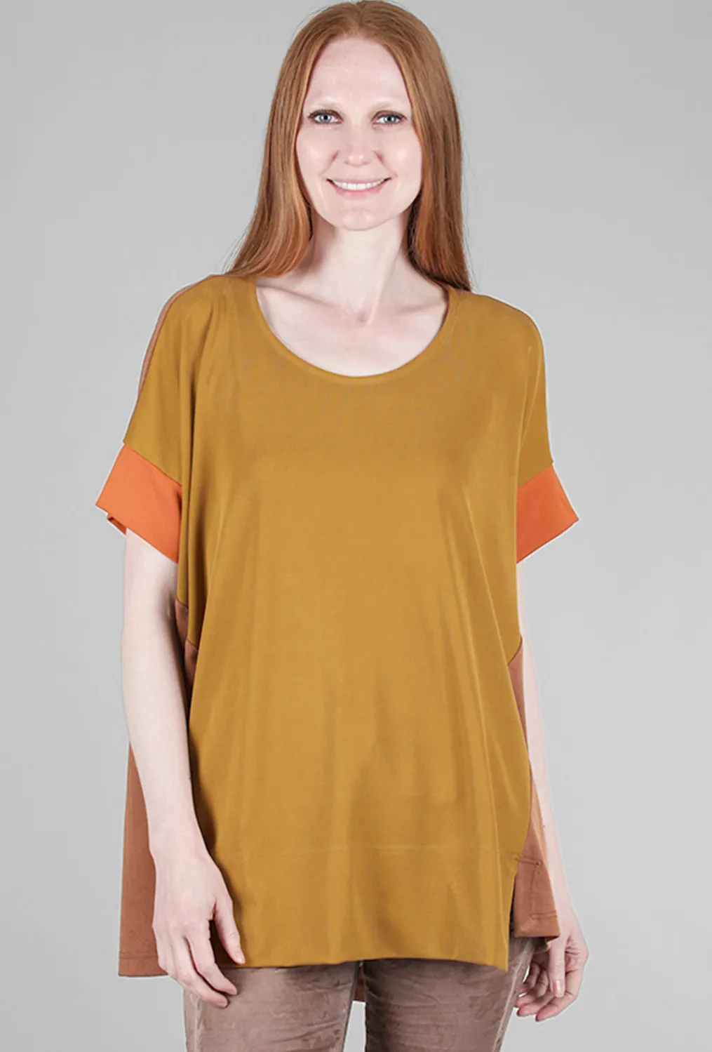 Clearance Evie Lou Inset Swing Colorblock Top, Flame
