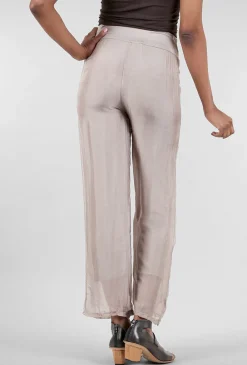 Best Evie Lou Jersey-Lined Silky Pant, Taupe