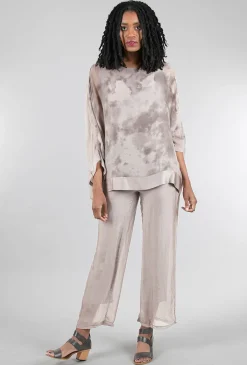 Best Evie Lou Jersey-Lined Silky Pant, Taupe