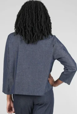 Clearance Evie Lou Jolie Denim Cropped Jacket, Blue